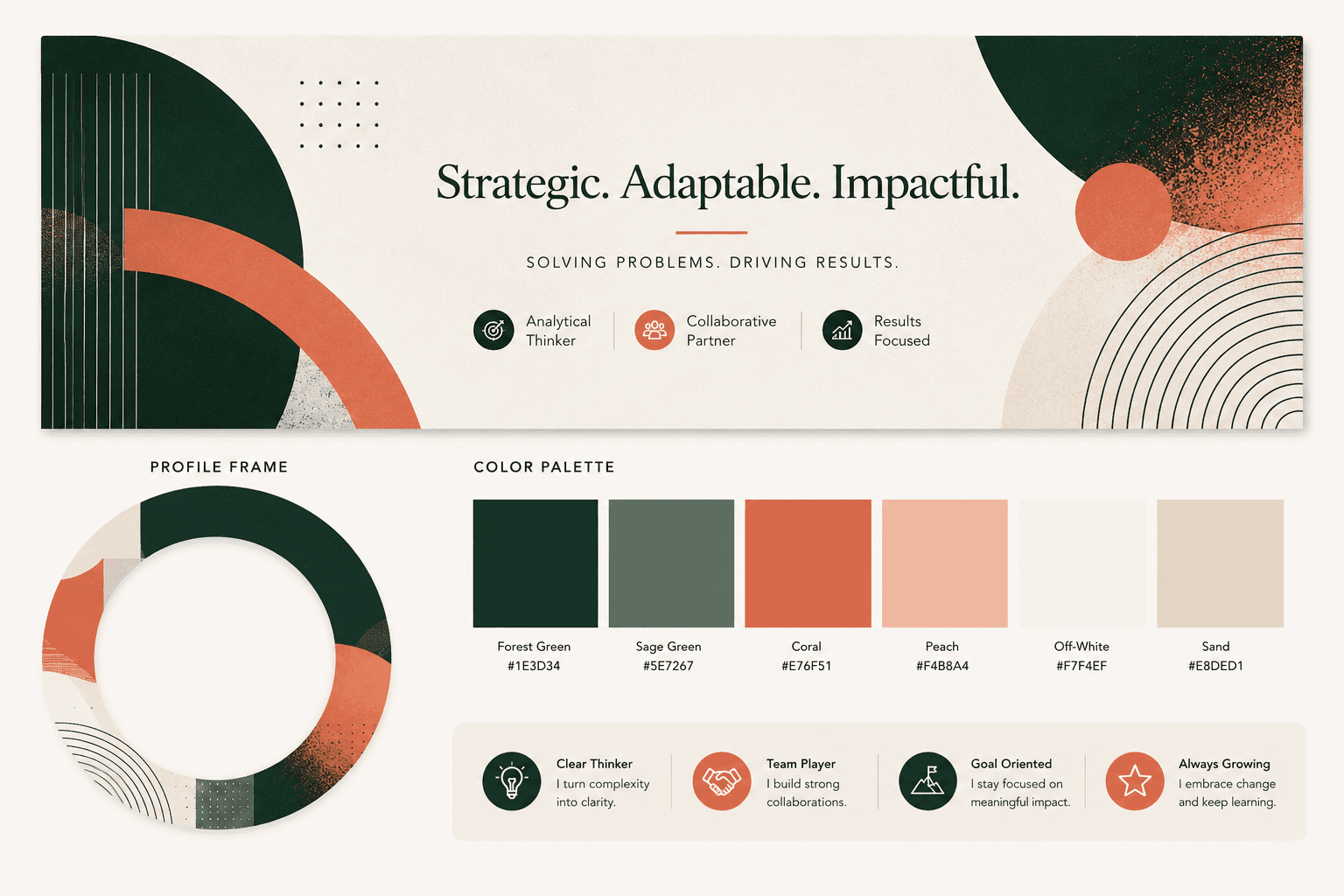 LinkedIn banner and personal brand kit using abstract graphics